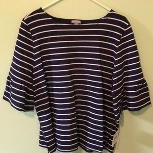 3/4 Bell Sleeve Striped Blouse